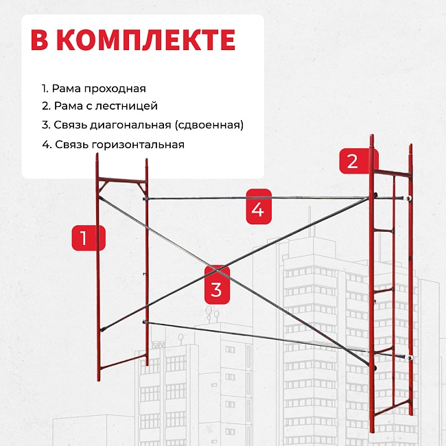 Леса строительные рамные Промышленник ЛРСП 20 секция с лестницей фото 5