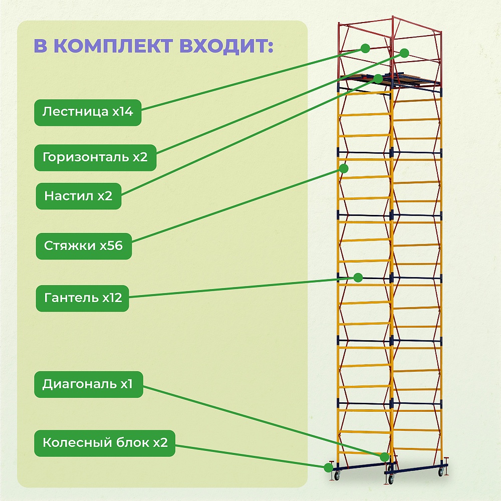 Вышка-тура Промышленник ВСП 1.2х2.0, 8.8 м ver. 2.0 фото 3