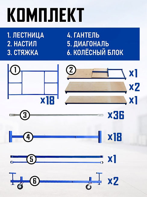 Вышка-тура Промышленник ВСП ПРОМ 2.0х2.0, 11.2 м фото 4