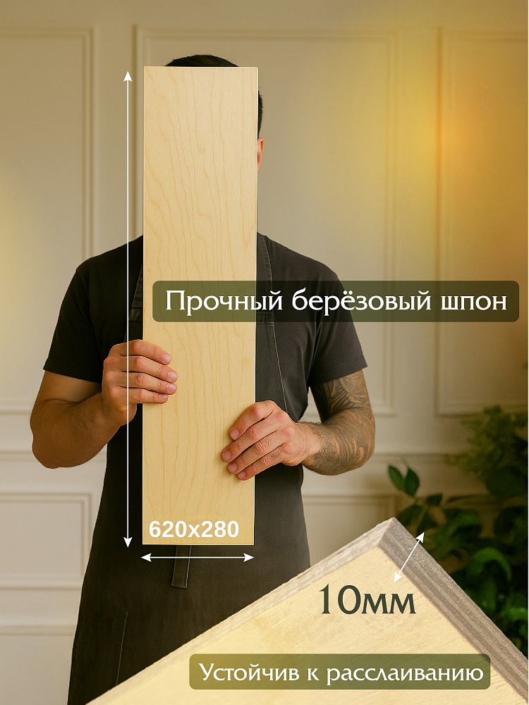 Фанера Промышленник 620х280х10мм, береза, упаковка 1 шт фото 2