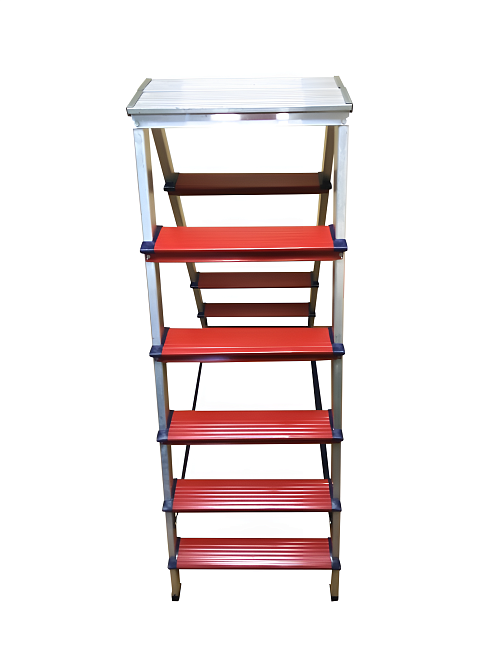 Двухсторонняя алюминиевая комбинированная стремянка  TeaM 6x6 фото 3