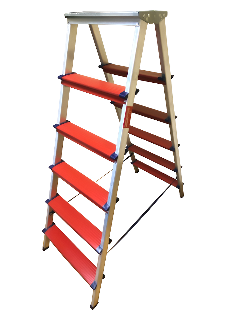 Двухсторонняя алюминиевая комбинированная стремянка  TeaM 6x6 фото 1